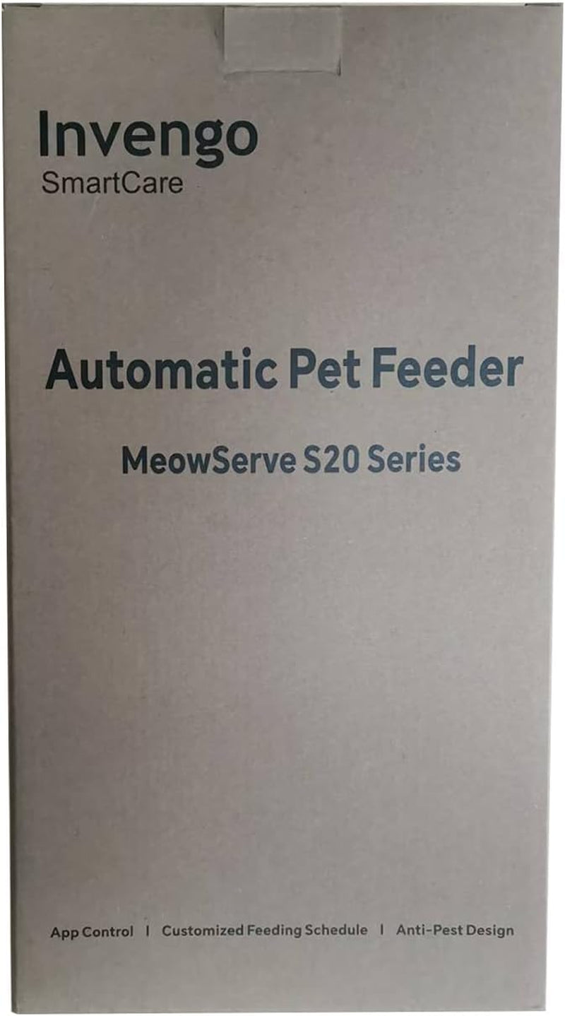 Cat Feeder Automatic - Cat Food Dispenser Meowserve S20, Auto Dog Feeder with Stainless Steel Bowl, 5L Pet Feeder with Patented Anti-Jam Port, App, Dual Lock Lid, Dual-Band Wifi & Power Supply