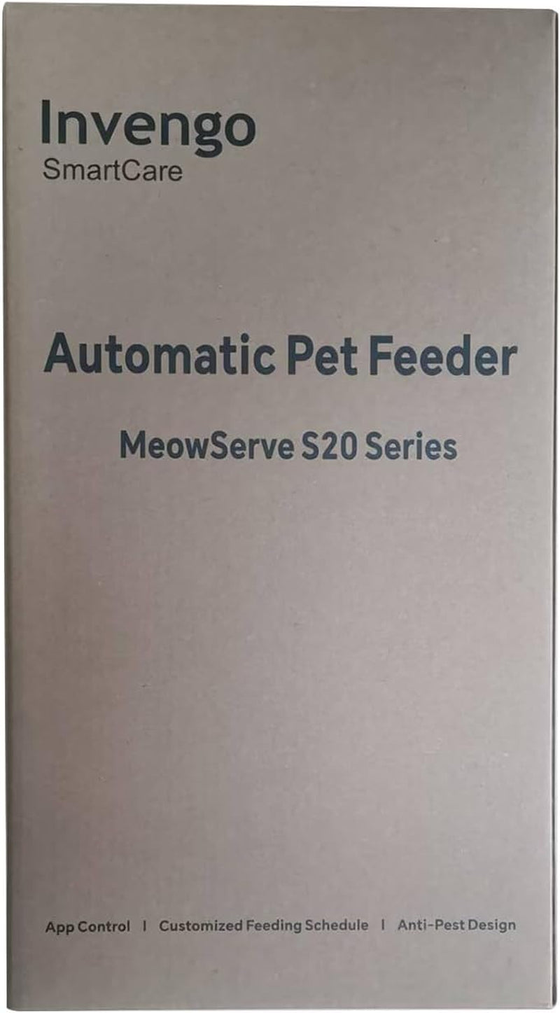 Cat Feeder Automatic - Cat Food Dispenser Meowserve S20, Auto Dog Feeder with Stainless Steel Bowl, 5L Pet Feeder with Patented Anti-Jam Port, App, Dual Lock Lid, Dual-Band Wifi & Power Supply